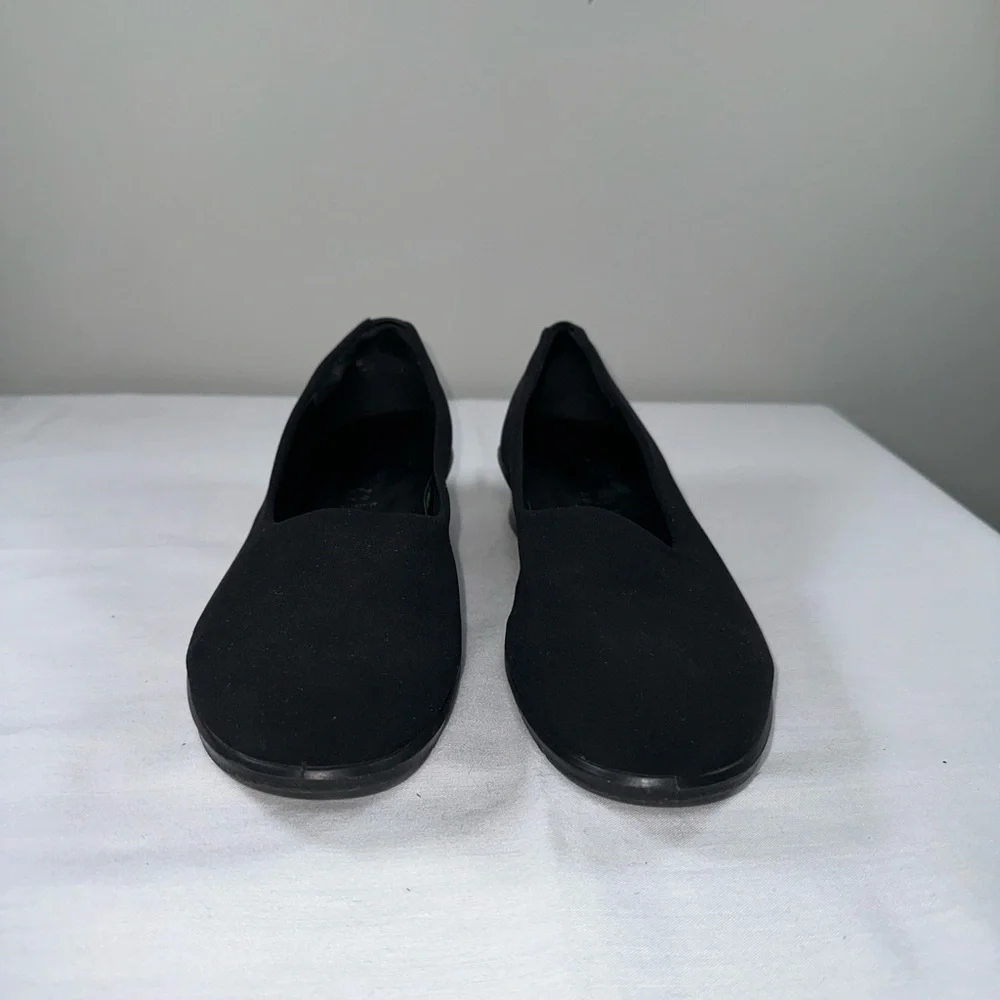 ECCO Felicia Black Stretch Slip On Wedge Comfort Flat Loafer Womens Size 7 EU 37